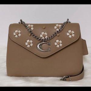 New Coach Tammie Shoulder Bag With Floral Whipstitch